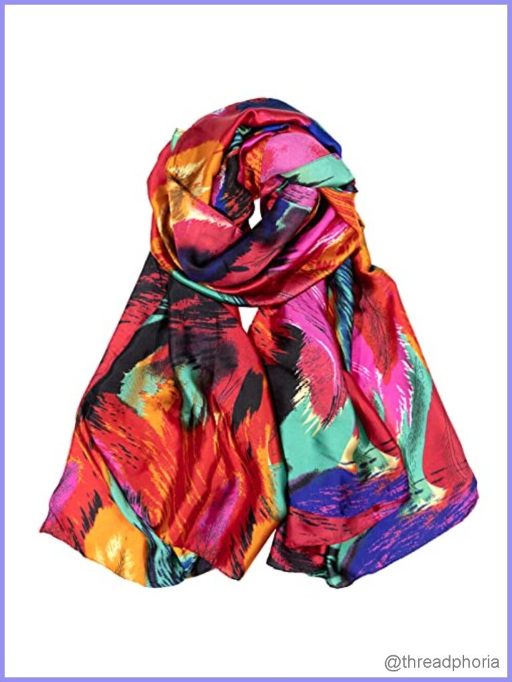 Lightweight Floral Satin Shawl Scarf 70x35 Inch Silk-Feel Wrap